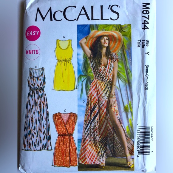 McCall’s Other - McCall's Uncut M6744 Misses’ Sewing Pattern For Dresses Sizes (Xsm-Sml-Med)